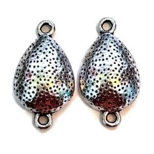 🔥$1 Clearance Silver-Tone Hammered Half Teardrop Earring Links 15x28x6mm (2)